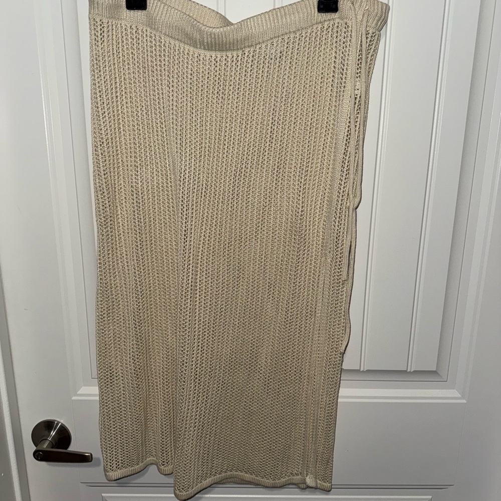 Elegant Cream Knit Swim Cover Up Skirt